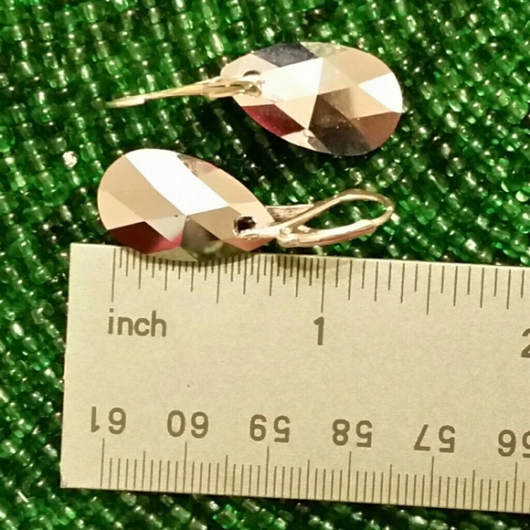 .925 22 mm Pear Swarovski Leverback Earrings - Picture 7 of 8